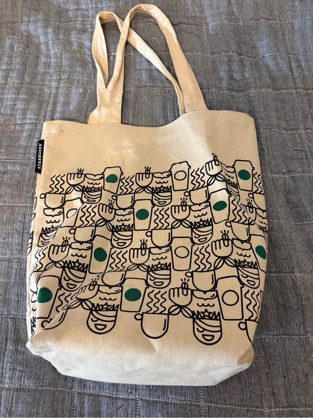 2017 Starbucks canvas travel tote bag lined coffee mug art limited edition
